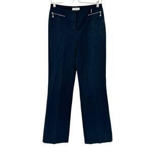 St. John Sport Womens Preppy Zip Ankle Wide Leg Dress Trouser Pants Size 6 Black